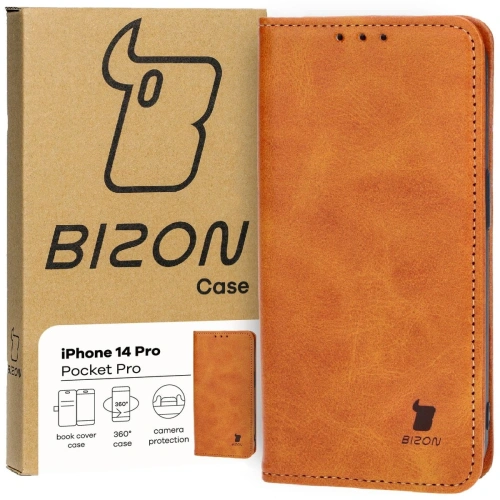 Etui z klapką Bizon Case Pocket Pro do Apple iPhone 14 Pro brązowe