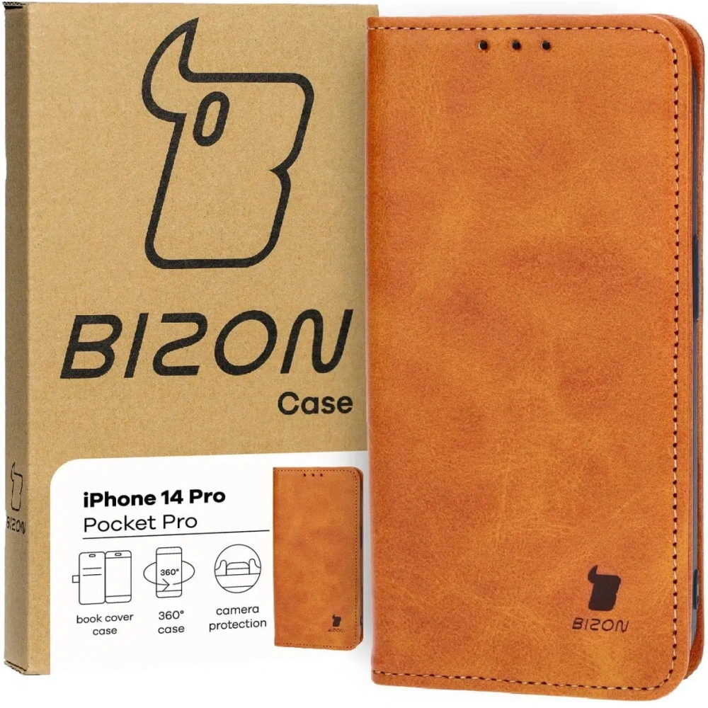 Hurtownia GSM - Etui z klapką Bizon Case Pocket Pro do Apple iPhone 14 Pro hnědé - BIZ3720 - {ean13} - Hurt