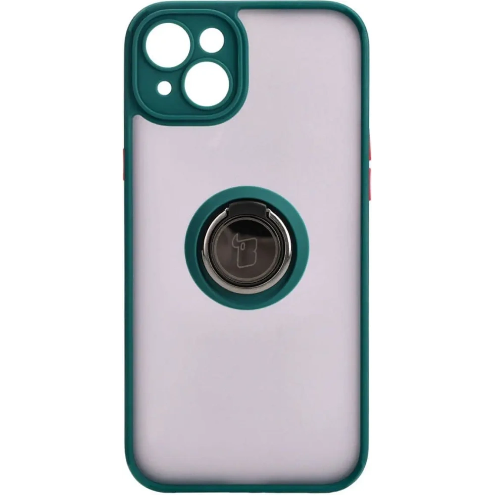 Hurtownia GSM - Etui s úchytem na prst Bizon Case Hybrid Ring pro Apple iPhone 15 Plus kouřové s tmavě zeleným rámem - BIZ3726 - {ean13} - Hurt