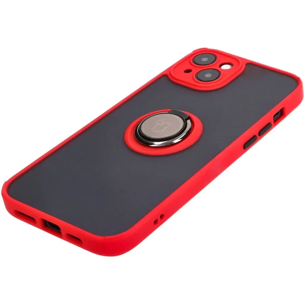 Hurtownia GSM - Bizon Case Hybrid Ring Apple iPhone 15 Plus fumuriu cu un cadru roșu - BIZ3728 - {ean13} - Hurt