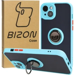 Hurtownia GSM - Bizon Case Hybrid Ring Apple iPhone 15 Plus fumuriu cu un cadru albastru deschis - BIZ3729 - {ean13} - Hurt