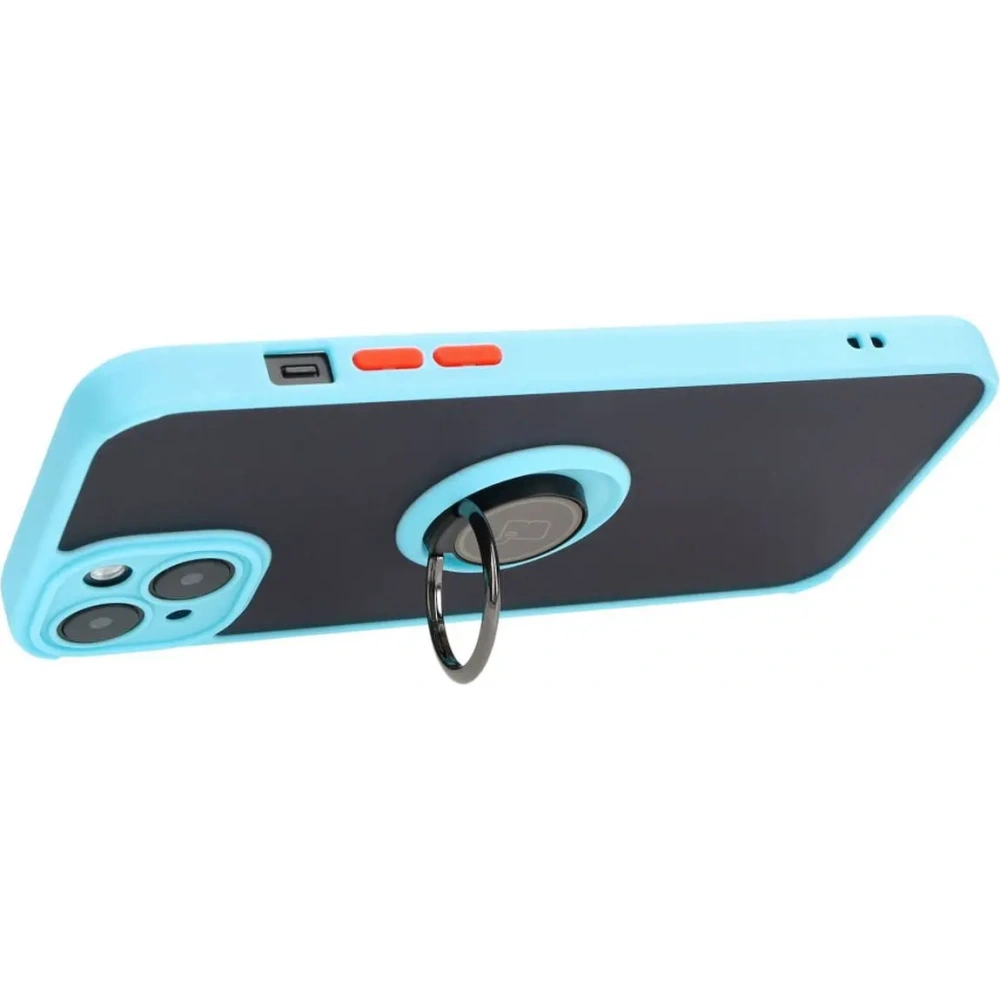 Hurtownia GSM - Etui s úchopem na prst Bizon Case Hybrid Ring pro Apple iPhone 15 Plus kouřové s jasně modrým rámečkem - BIZ3729 - {ean13} - Hurt