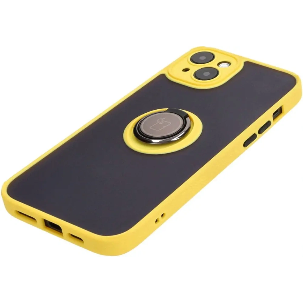 Hurtownia GSM - Bizon Case Hybrid Ring Apple iPhone 15 Plus fumuriu cu un cadru galben - BIZ3730 - {ean13} - Hurt