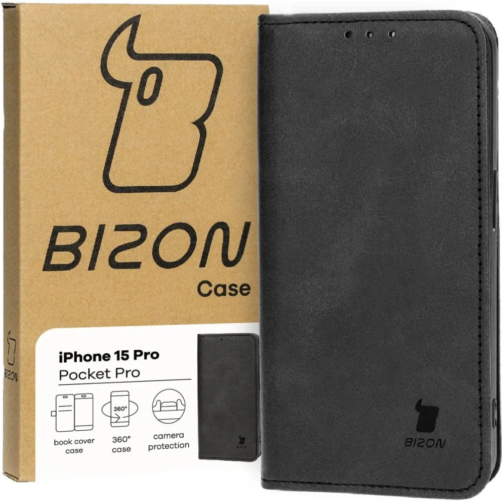 Hurtownia GSM - Etui z klapką Bizon Case Pocket Pro do Apple iPhone 15 Pro černé - BIZ3731 - {ean13} - Hurt