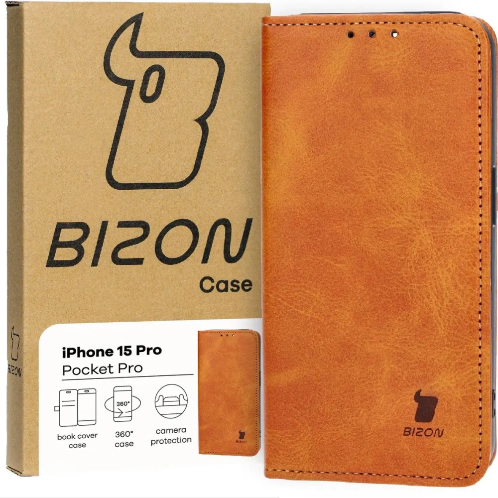 Hurtownia GSM - Etui z klapką Bizon Case Pocket Pro do Apple iPhone 15 Pro hnědé - BIZ3732 - {ean13} - Hurt