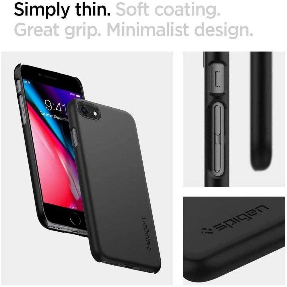 Hurtownia GSM - Etui Spigen Thin Fit Apple iPhone SE 2022/SE 2020/8/7 Black - SPN1063BLK - {ean13} - Hurt