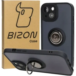 Hurtownia GSM - Etui z uchwytem na palec Bizon Case Hybrid Ring do Apple iPhone 15 kouřové s černým rámem - BIZ3764 - {ean13} - Hurt