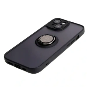 Hurtownia GSM - Etui z uchwytem na palec Bizon Case Hybrid Ring do Apple iPhone 15 kouřové s černým rámem - BIZ3764 - {ean13} - Hurt