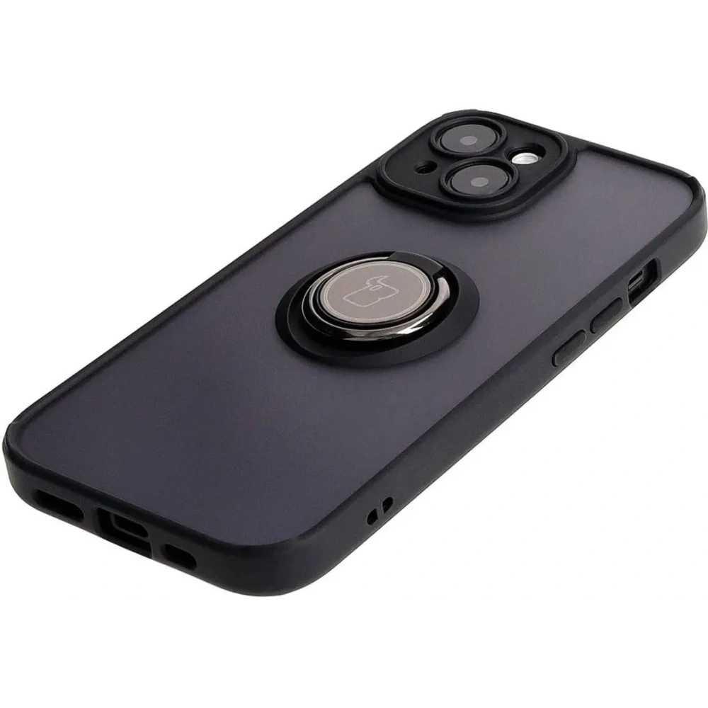 Hurtownia GSM - Etui z uchwytem na palec Bizon Case Hybrid Ring do Apple iPhone 15 kouřové s černým rámem - BIZ3764 - {ean13} - Hurt