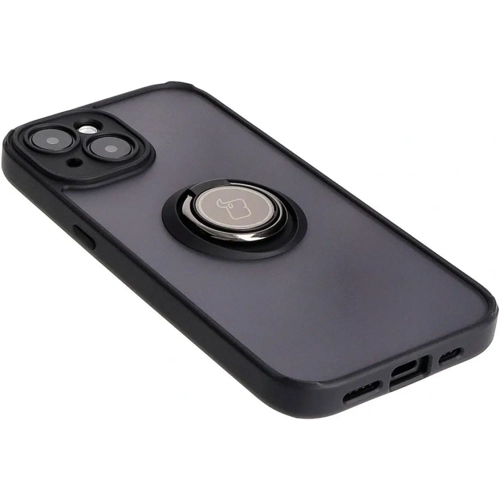 Hurtownia GSM - Etui z uchwytem na palec Bizon Case Hybrid Ring do Apple iPhone 15 kouřové s černým rámem - BIZ3764 - {ean13} - Hurt