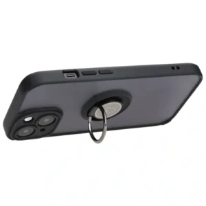 Hurtownia GSM - Etui z uchwytem na palec Bizon Case Hybrid Ring do Apple iPhone 15 kouřové s černým rámem - BIZ3764 - {ean13} - Hurt
