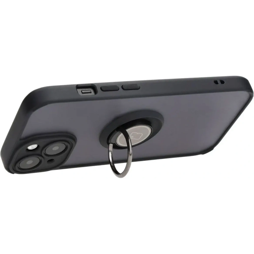 Hurtownia GSM - Etui z uchwytem na palec Bizon Case Hybrid Ring do Apple iPhone 15 kouřové s černým rámem - BIZ3764 - {ean13} - Hurt