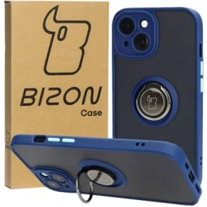 Hurtownia GSM - Etui s úchytem na prst Bizon Case Hybrid Ring do Apple iPhone 15 kouřové s modrým rámečkem - BIZ3765 - {ean13} - Hurt
