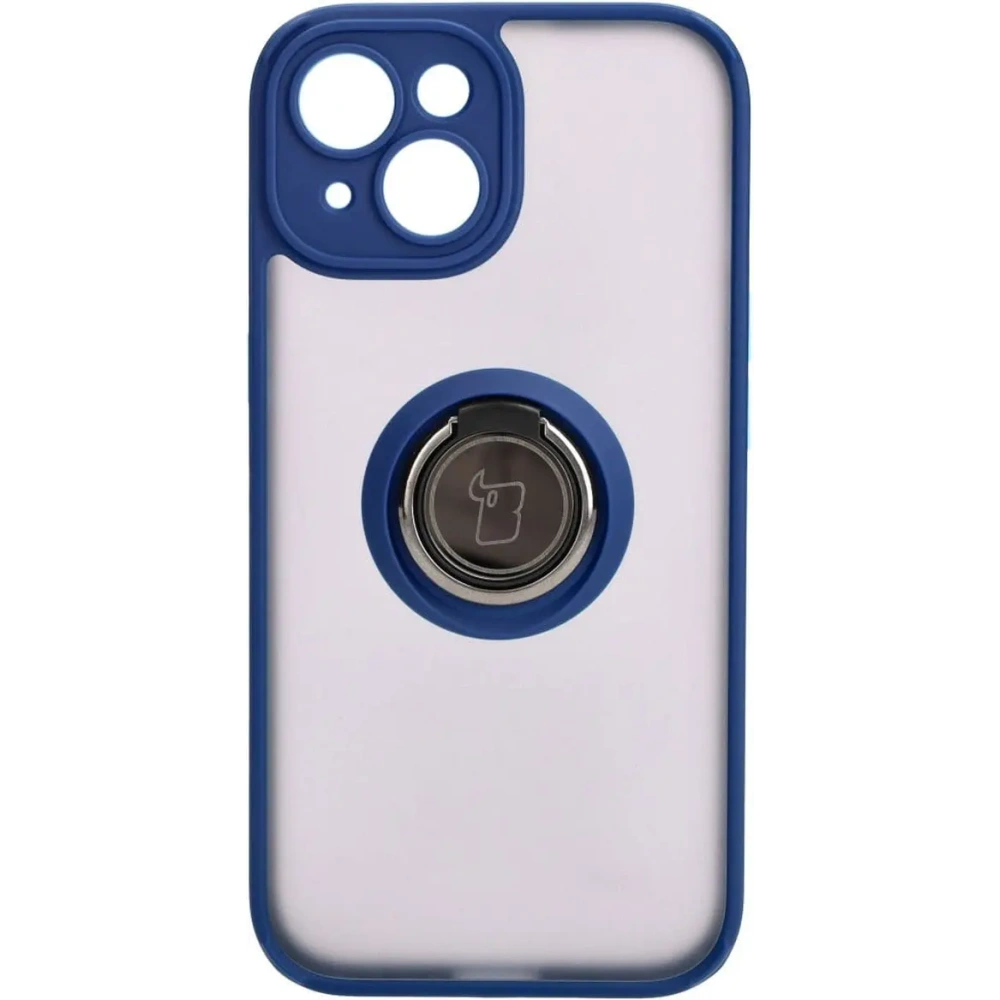 Hurtownia GSM - Etui s úchytem na prst Bizon Case Hybrid Ring do Apple iPhone 15 kouřové s modrým rámečkem - BIZ3765 - {ean13} - Hurt