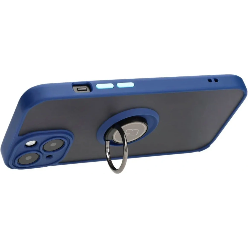 Hurtownia GSM - Bizon Case Hybrid Ring Apple iPhone 15 fumuriu cu un cadru albastru închis - BIZ3765 - {ean13} - Hurt
