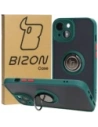 Bizon Case Hybrid Ring Apple iPhone 15 smoky with a dark green frame