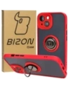 Bizon Case Hybrid Ring Apple iPhone 15 füstös piros kerettel