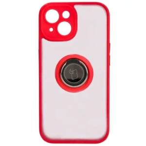 Hurtownia GSM - Etui s úchopem na prst Bizon Case Hybrid Ring pro Apple iPhone 15 kouřové s červeným rámečkem - BIZ3767 - {ean13} - Hurt