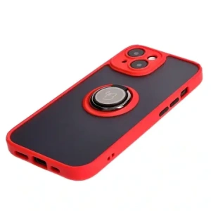 Hurtownia GSM - Etui s úchopem na prst Bizon Case Hybrid Ring pro Apple iPhone 15 kouřové s červeným rámečkem - BIZ3767 - {ean13} - Hurt