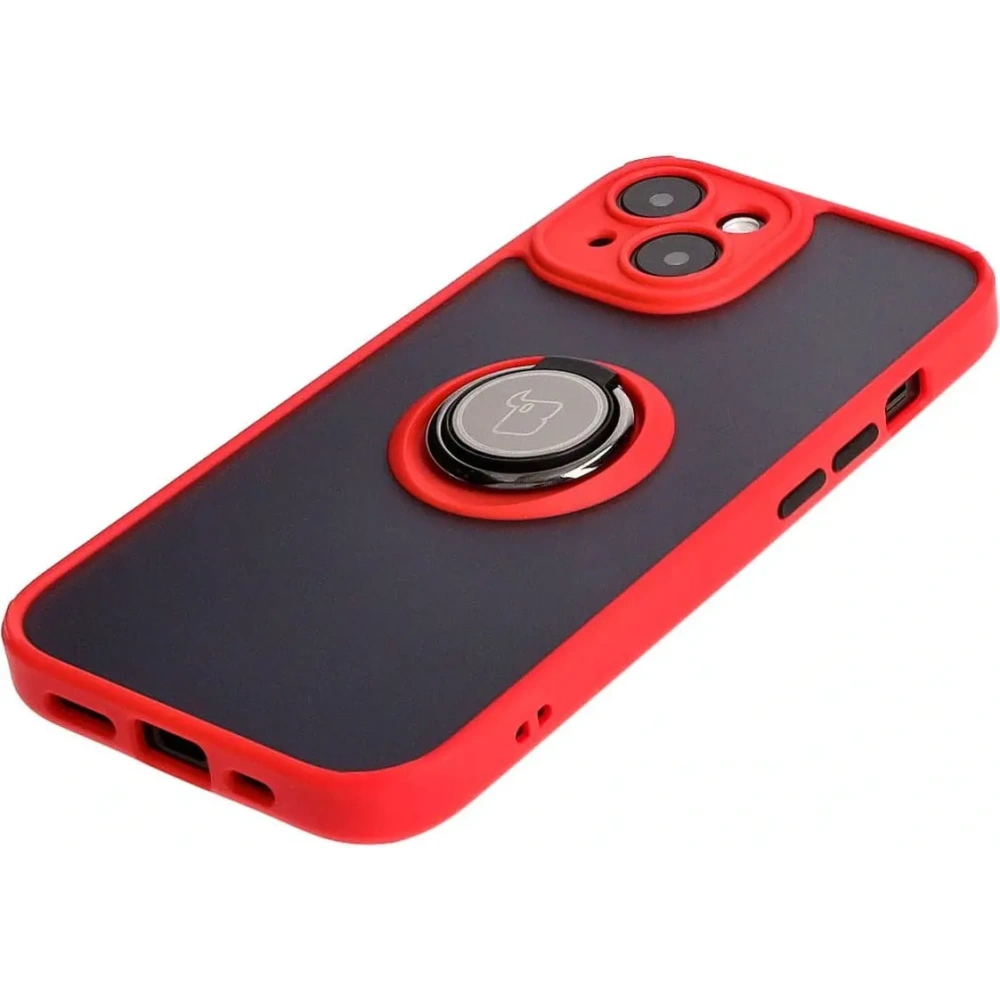 Hurtownia GSM - Bizon Case Hybrid Ring Apple iPhone 15 fumuriu cu un cadru roșu - BIZ3767 - {ean13} - Hurt
