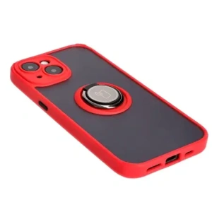 Hurtownia GSM - Etui s úchopem na prst Bizon Case Hybrid Ring pro Apple iPhone 15 kouřové s červeným rámečkem - BIZ3767 - {ean13} - Hurt