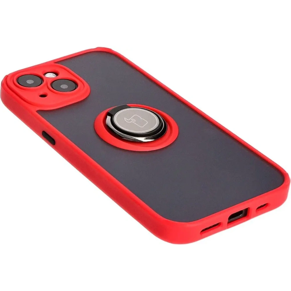 Hurtownia GSM - Bizon Case Hybrid Ring Apple iPhone 15 fumuriu cu un cadru roșu - BIZ3767 - {ean13} - Hurt