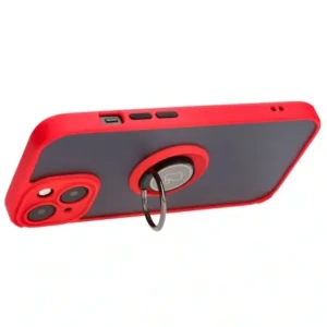 Hurtownia GSM - Etui s úchopem na prst Bizon Case Hybrid Ring pro Apple iPhone 15 kouřové s červeným rámečkem - BIZ3767 - {ean13} - Hurt