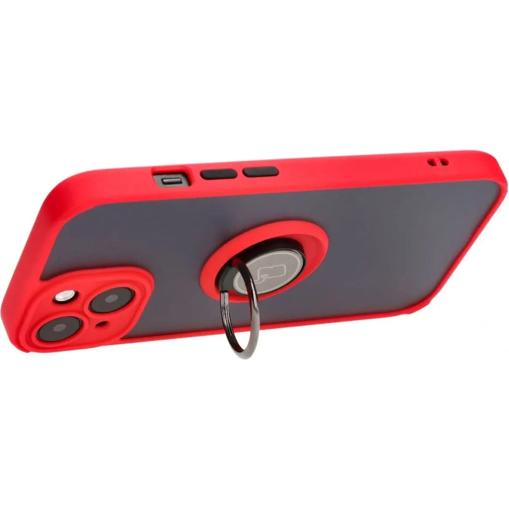 Hurtownia GSM - Bizon Case Hybrid Ring Apple iPhone 15 fumuriu cu un cadru roșu - BIZ3767 - {ean13} - Hurt