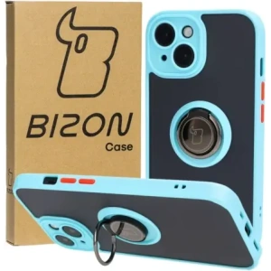 Hurtownia GSM - Etui s úchopem na prst Bizon Case Hybrid Ring pro Apple iPhone 15 kouřové s jasně modrým rámečkem - BIZ3768 - {ean13} - Hurt