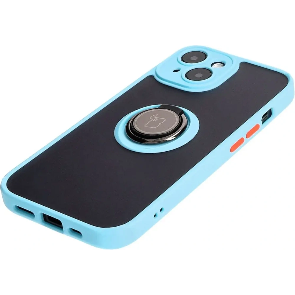 Hurtownia GSM - Bizon Case Hybrid Ring Apple iPhone 15 fumuriu cu un cadru albastru deschis - BIZ3768 - {ean13} - Hurt