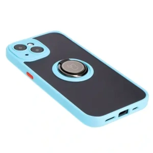 Hurtownia GSM - Etui s úchopem na prst Bizon Case Hybrid Ring pro Apple iPhone 15 kouřové s jasně modrým rámečkem - BIZ3768 - {ean13} - Hurt