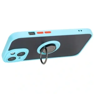 Hurtownia GSM - Etui s úchopem na prst Bizon Case Hybrid Ring pro Apple iPhone 15 kouřové s jasně modrým rámečkem - BIZ3768 - {ean13} - Hurt