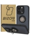 Bizon Case Hybrid Ring Apple iPhone 15 Pro rauchig mit einem schwarzen Rahmen