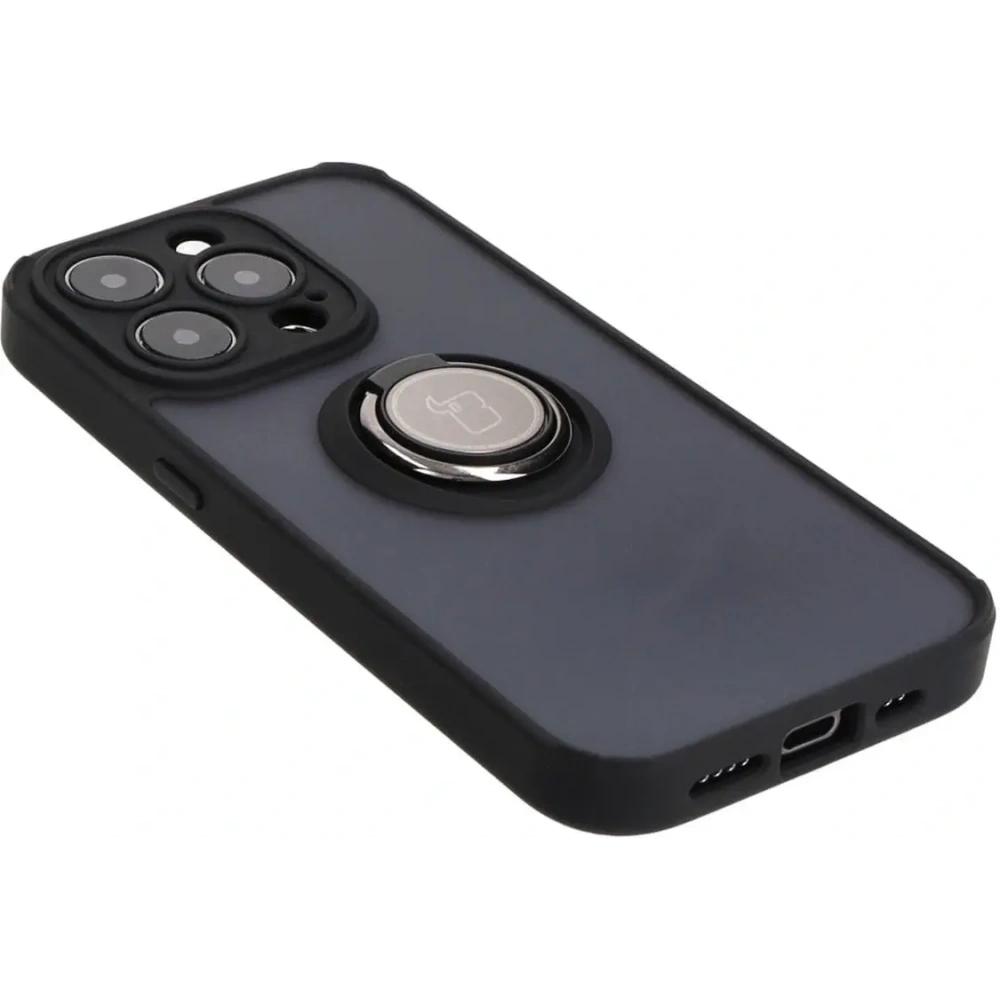 Hurtownia GSM - Etui s úchytem na palec Bizon Case Hybrid Ring pro Apple iPhone 15 Pro kouřové s černým rámečkem - BIZ3770 - {ean13} - Hurt
