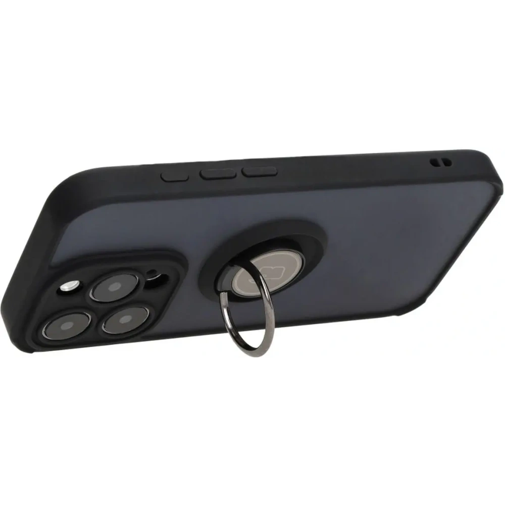 Hurtownia GSM - Etui s úchytem na palec Bizon Case Hybrid Ring pro Apple iPhone 15 Pro kouřové s černým rámečkem - BIZ3770 - {ean13} - Hurt