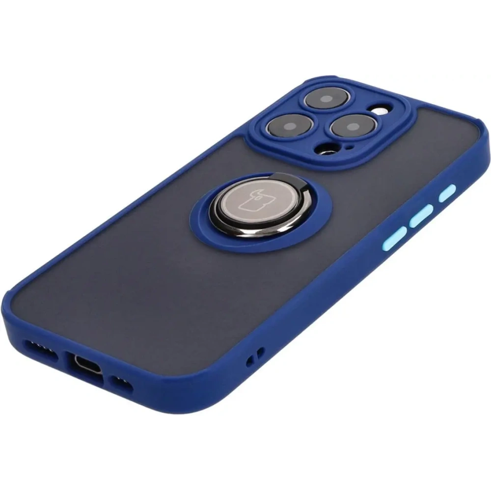 Hurtownia GSM - Bizon Case Hybrid Ring Apple iPhone 15 Pro rauchig mit einem marineblauen Rahmen - BIZ3771 - {ean13} - Hurt