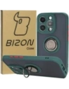 Bizon Case Hybrid Ring Apple iPhone 15 Pro rauchig mit einem dunkelgrünen Rahmen
