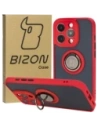Bizon Case Hybrid Ring Apple iPhone 15 Pro füstös piros kerettel