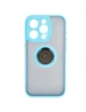 Hurtownia GSM - Etui z uchwytem na palec Bizon Case Hybrid Ring do Apple iPhone 15 Pro kouřové s jasně modrým rámečkem - BIZ3775 - {ean13} - Hurt