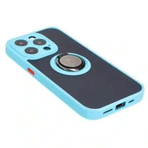 Hurtownia GSM - Etui z uchwytem na palec Bizon Case Hybrid Ring do Apple iPhone 15 Pro przydymione z jasnoniebieską ramką - BIZ3775 - {ean13} - Hurt