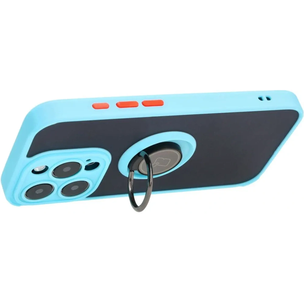Wholesale Bizon Case Hybrid Ring Apple iPhone 15 Pro smoky with a light blue frame - BIZ3775 - {ean13} - Hurt