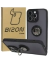 Etui s držákem na prst Bizon Case Hybrid Ring pro Apple iPhone 15 Pro Max kouřové s černým rámem