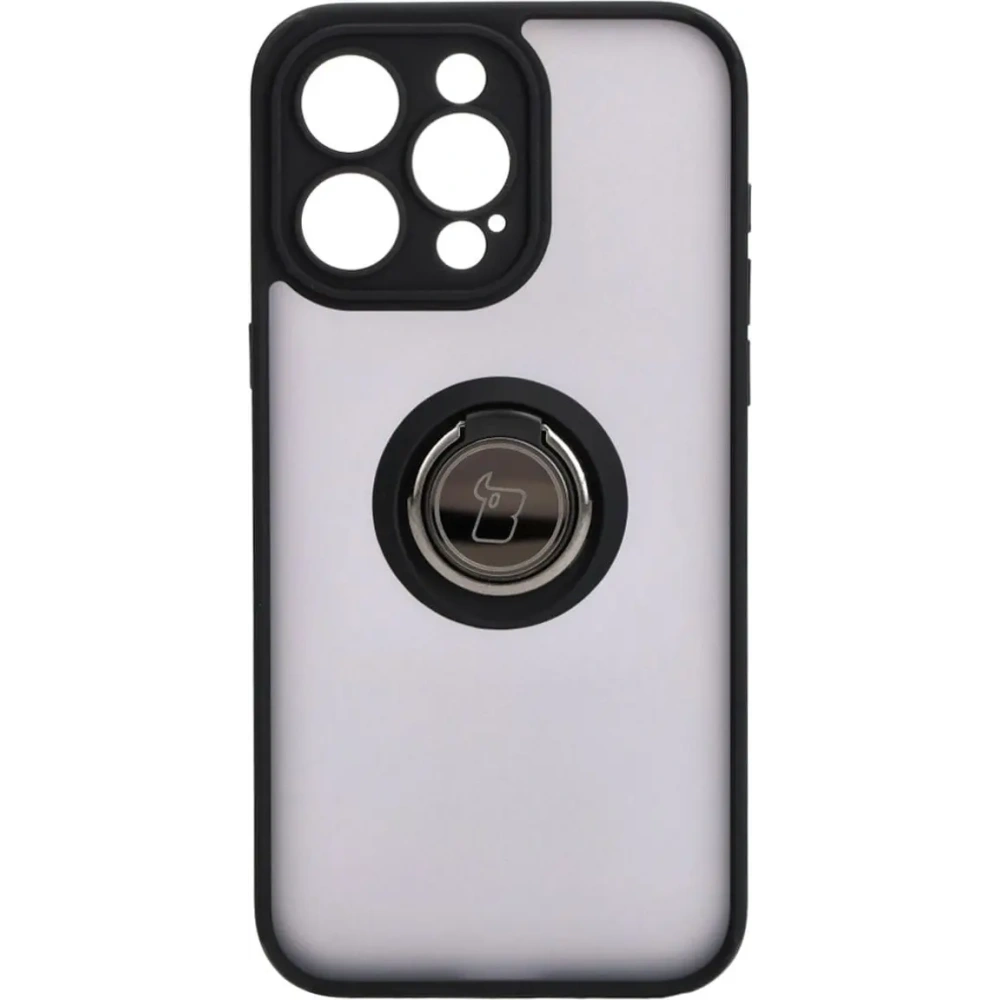 Hurtownia GSM - Etui s držákem na prst Bizon Case Hybrid Ring pro Apple iPhone 15 Pro Max kouřové s černým rámem - BIZ3777 - {ean13} - Hurt