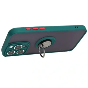 Wholesale Bizon Case Hybrid Ring Apple iPhone 15 Pro Max smoky with a dark green frame - BIZ3779 - {ean13} - Hurt