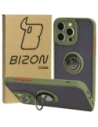 Bizon Case Hybrid Ring Apple iPhone 15 Pro Max rauchig mit einem grünen Rahmen