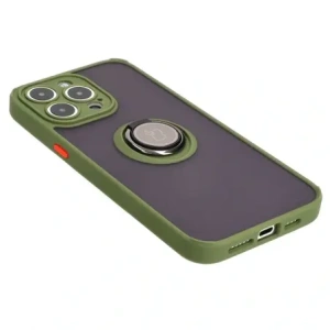 Wholesale Bizon Case Hybrid Ring Apple iPhone 15 Pro Max smoky with a green frame - BIZ3780 - {ean13} - Hurt