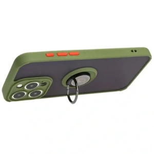 Wholesale Bizon Case Hybrid Ring Apple iPhone 15 Pro Max smoky with a green frame - BIZ3780 - {ean13} - Hurt