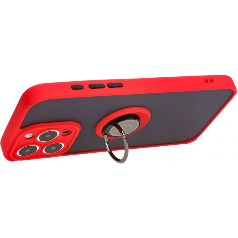 Hurtownia GSM - Etui z uchwytem na palec Bizon Case Hybrid Ring do Apple iPhone 15 Pro Max kouřové s červeným rámečkem - BIZ3781 - {ean13} - Hurt