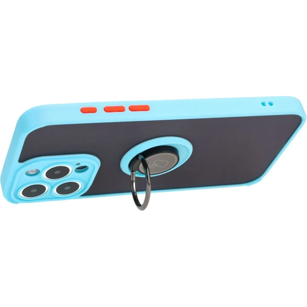 Wholesale Bizon Case Hybrid Ring Apple iPhone 15 Pro Max smoky with a light blue frame - BIZ3782 - {ean13} - Hurt