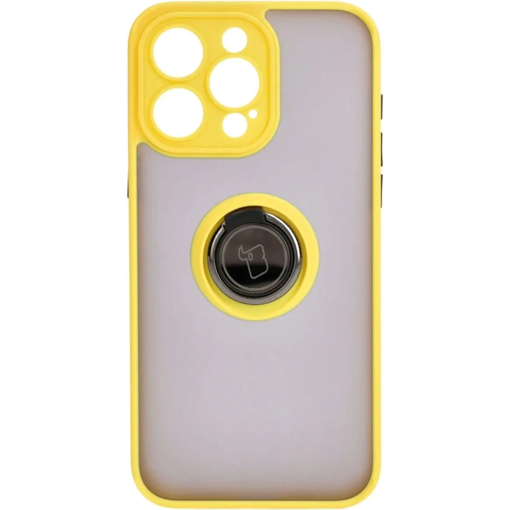 Hurtownia GSM - Bizon Case Hybrid Ring Apple iPhone 15 Pro Max rauchig mit einem gelben Rahmen - BIZ3783 - {ean13} - Hurt